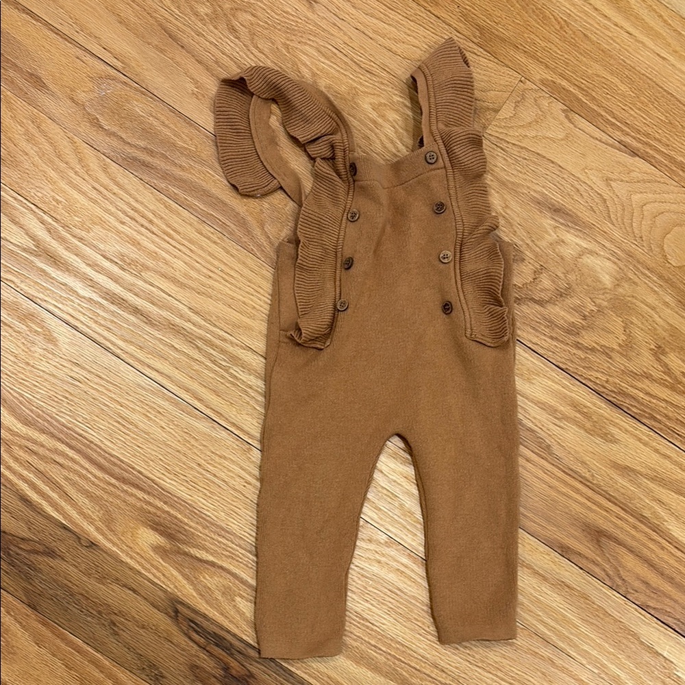 Adorable Brown Knit Overalls